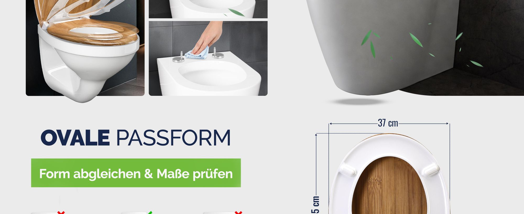 CASARIA Toilettendeckel mit Absenkautomatik Quick Release WC Sitz