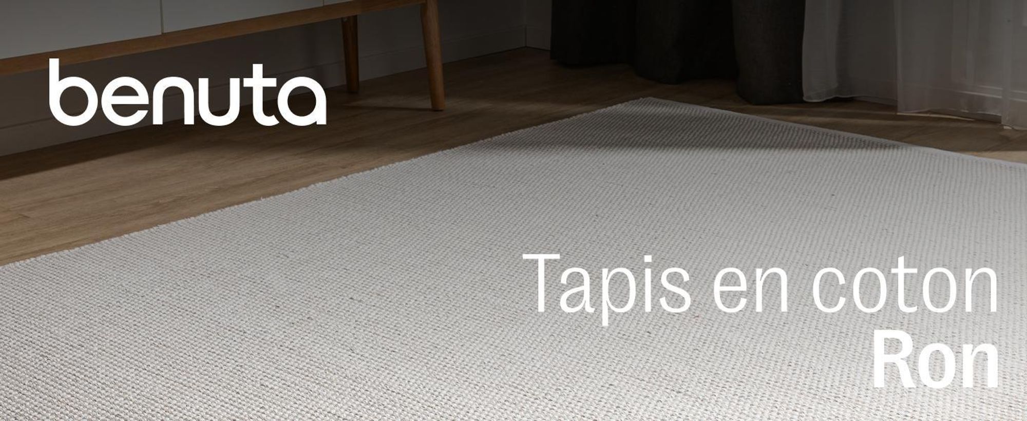 benuta tapis de salon tapis en coton Ron Crème 120x170 cm tapis de salon à coton rectangulaire