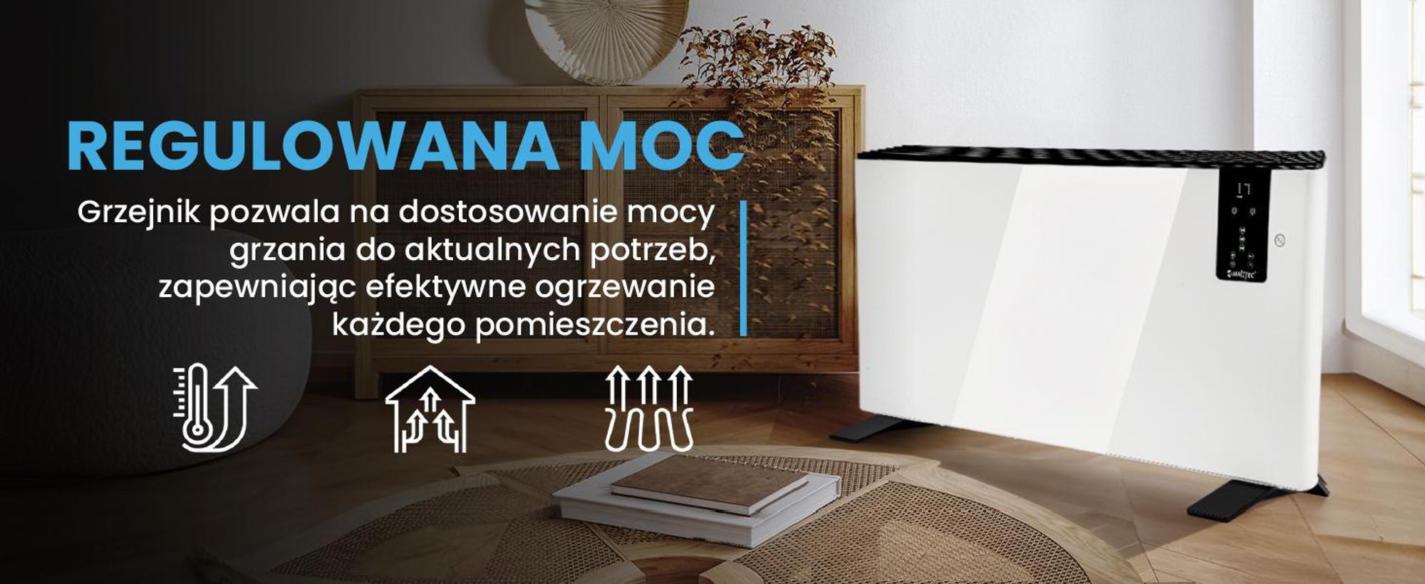 Elektryczny grzejniko konwektorowy z tygodniowym programem i zdalnym sterowaniem