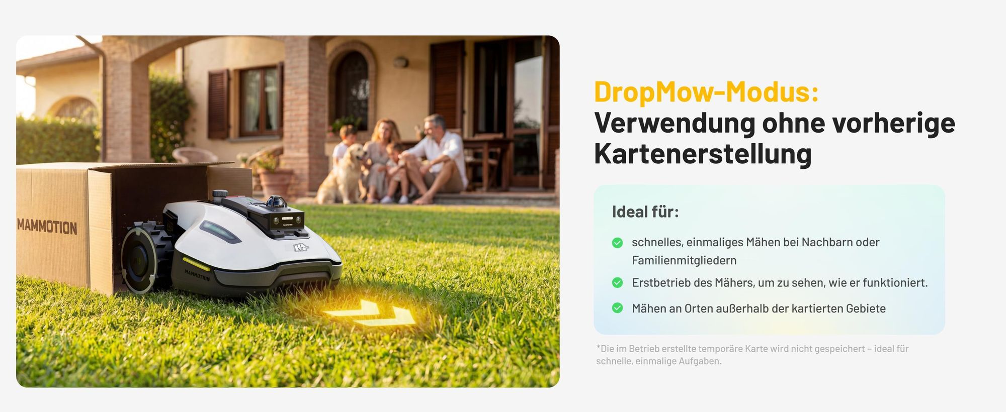Mähroboter Mammotion YUKA Mini 2 1000 mit Garage, Waschständer, bis 1000 m², DropMow, Auto-Kartierung, Kantenschneiden, APP