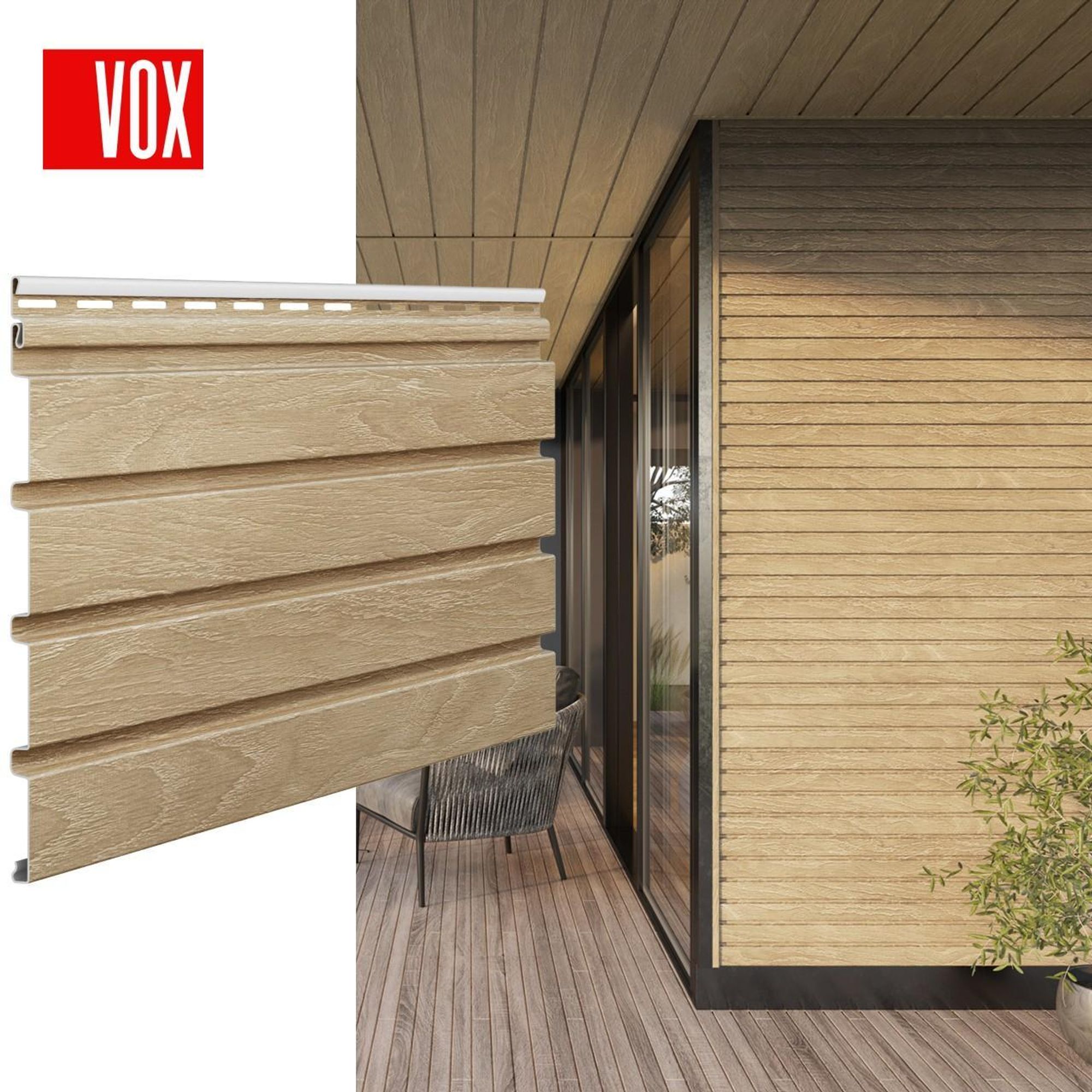 VOX Fassadenpaneele FRONTO - Außenlamellen in 3D-Holzdekor - Wasserfest & UV-beständig - 295 x 28,3 cm - 10 Stück - Nussbaum
