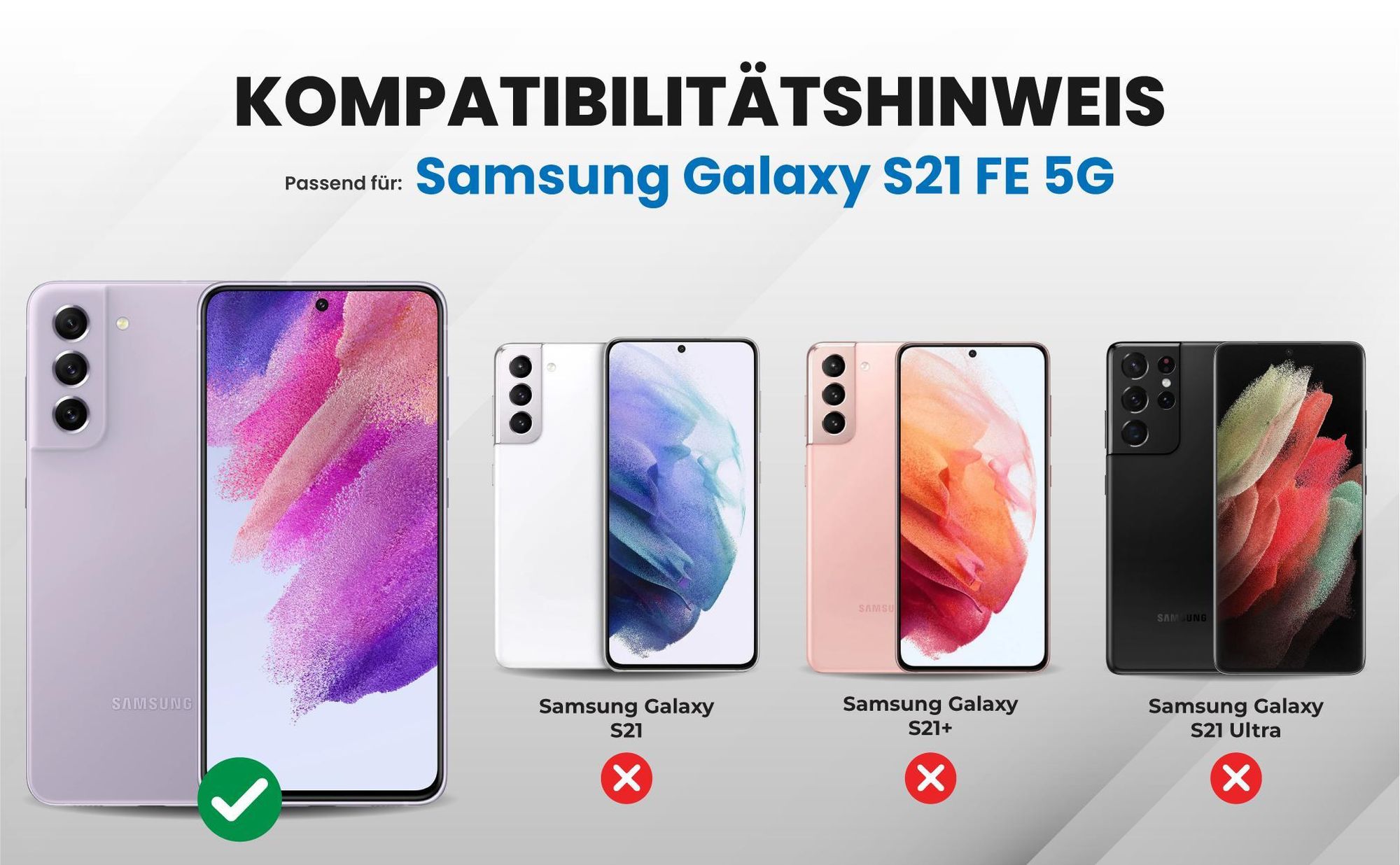 Kompatibilitätshinweise Hülle für Samsung Galaxy S21 FE 5G