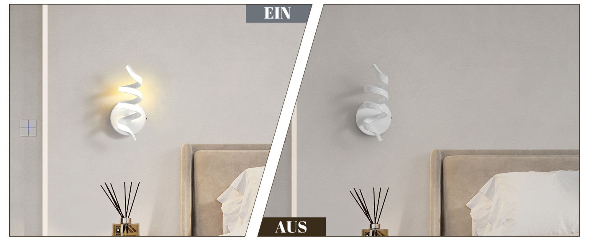 ZMH Wandleuchte Innen LED Wandlampe Treppenhaus Wohnzimmer Schlafzimmer Flur Modern Design Wand Lampe 7W Weiß Wandleuchten Badezimmer Warmweiß 3000K