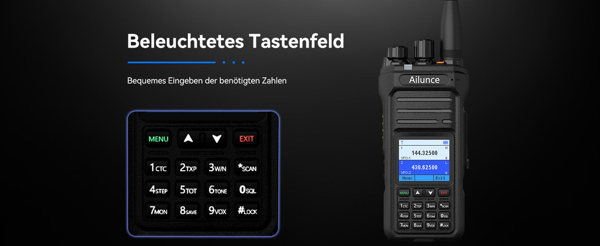 Retevis Ailunce HA1UV Funkgeräte, IP67 wasserdicht, 2800 mAh, Repeater-fähig, Walkie Talkie mit großer Reichweite Outdoor-Abenteuer Wandern
