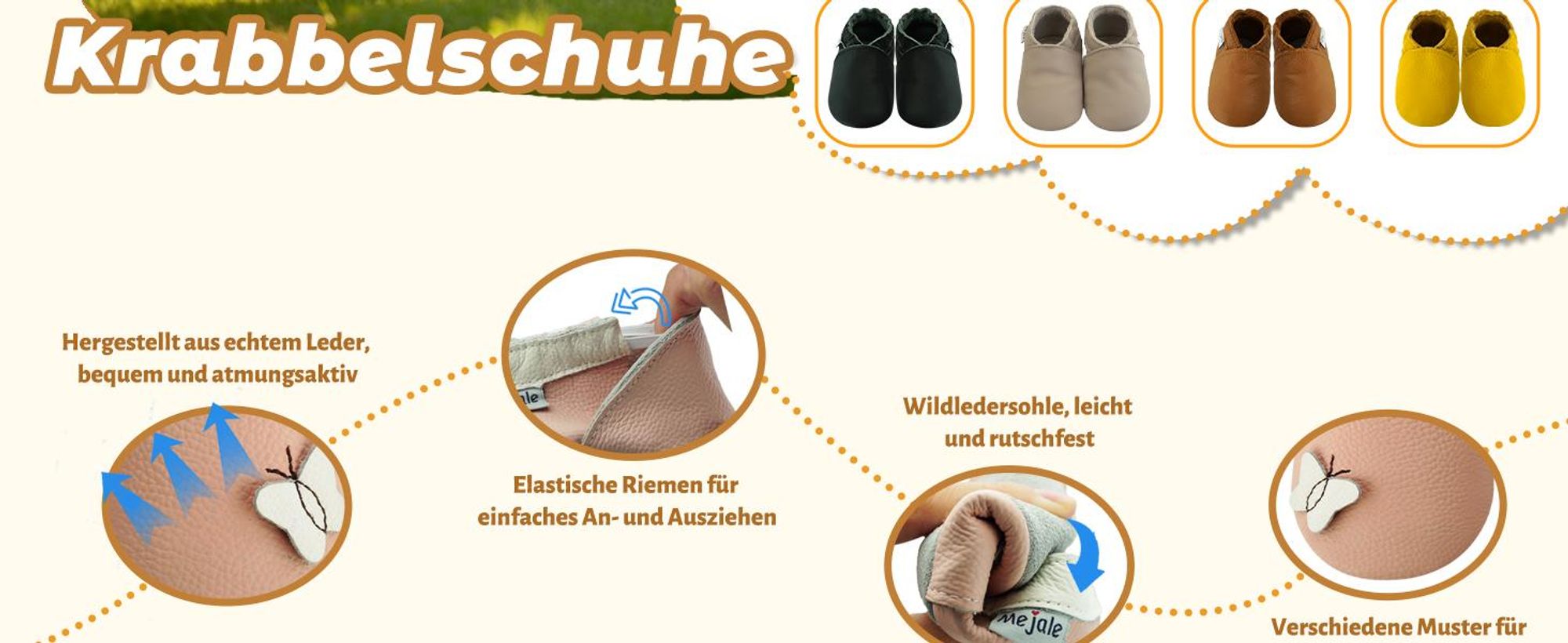 MEJALE® Baby Krabbelschuhe aus Echtleder, weiche Lauflernschuhe für Mädchen & Jungen, rutschfeste Ledersohle, Grau, Sternmotiv, Größe L (12–18 Monate)