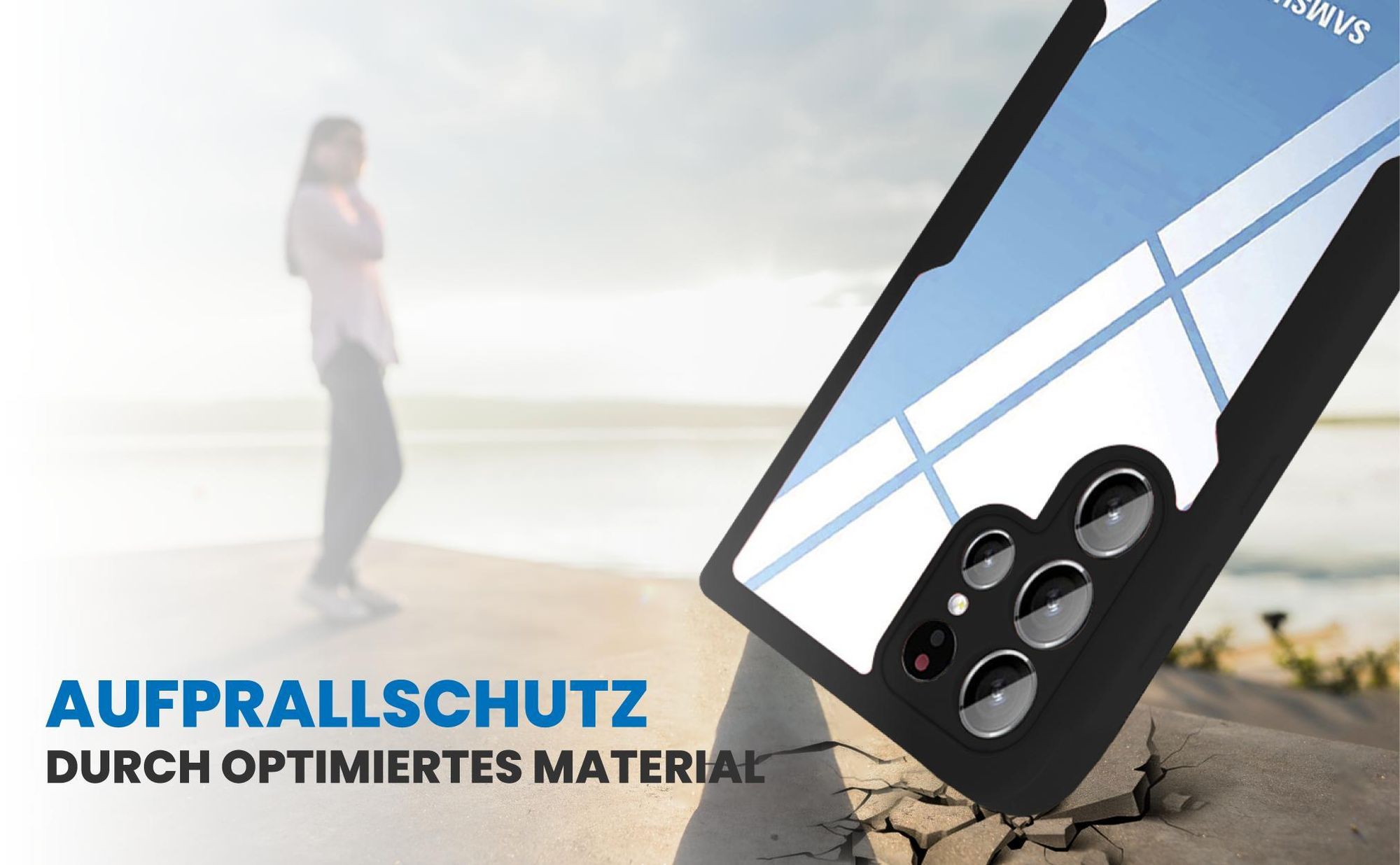 Schwarzes Front Back Cover für Samsung Galaxy S22 Ultra mit Aufprallschutz