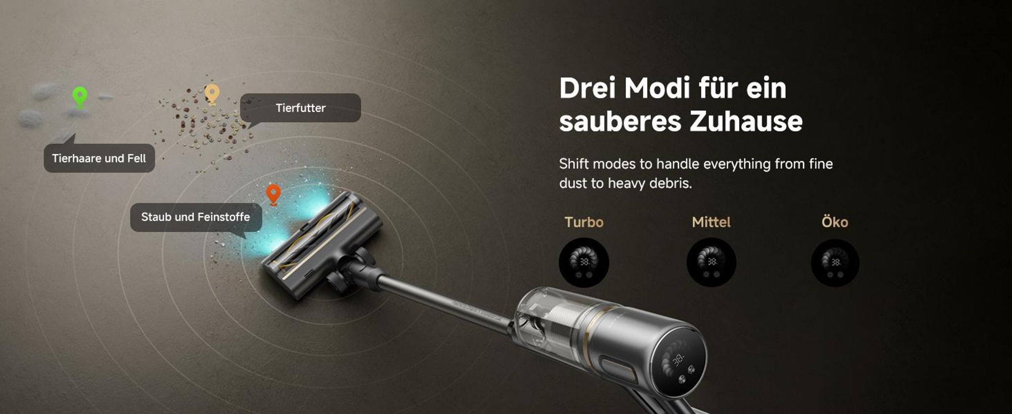 Dreame R20 Slim Kabelloser Akku Handstaubsauger,24.000Pa&190AW Saugkraft,Staubbeleuchtung,HEPA-Filterung,Anti-Verfilzungsbürste,Teppichreinigung,90Min