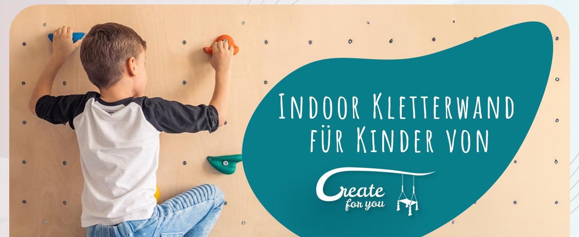 Create for you® - Kletterwand Kinderzimmer + 5 Klettersteine, Indoor, 60x120cm