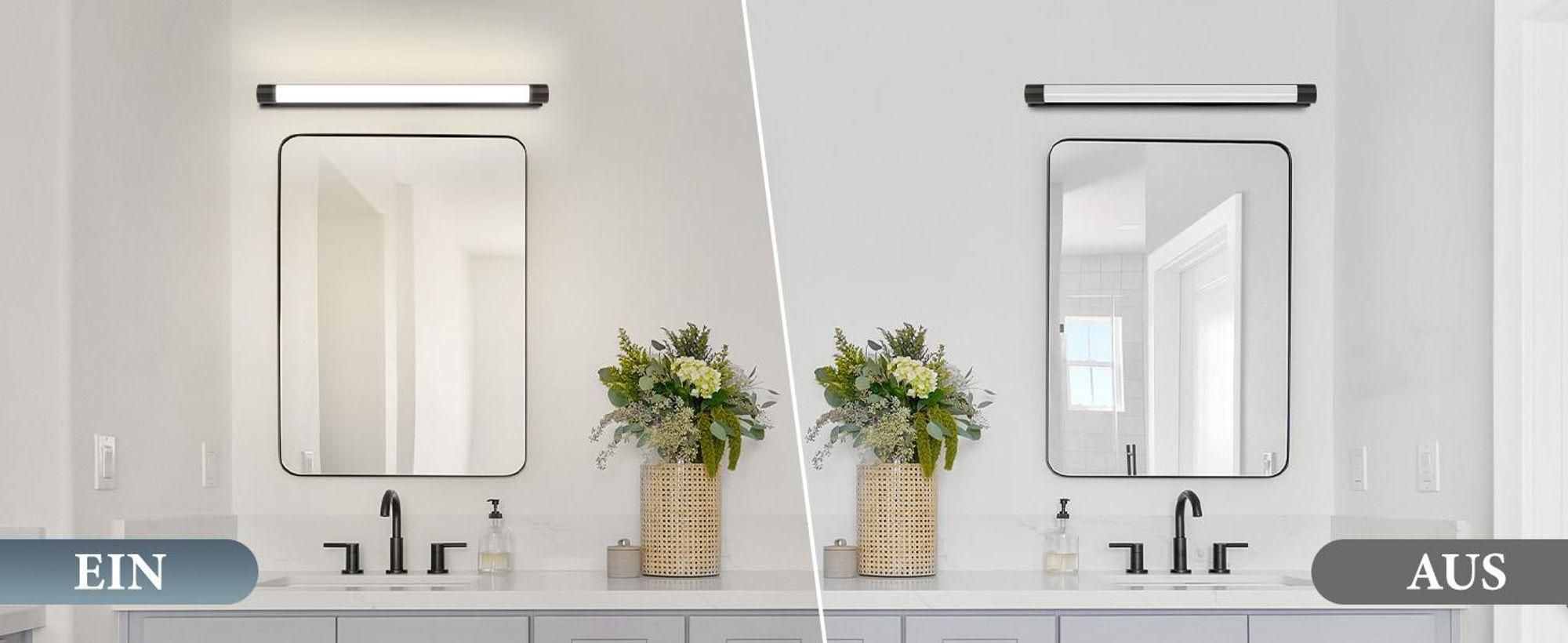 ZMH LED Spiegelleuchte Bad Spiegellampe 50CM 10W Badlampe Wand Schwarz Wandlampe Badezimmer Neutralweiß 4000K Wandleuchte Modern Badleuchte für Keller