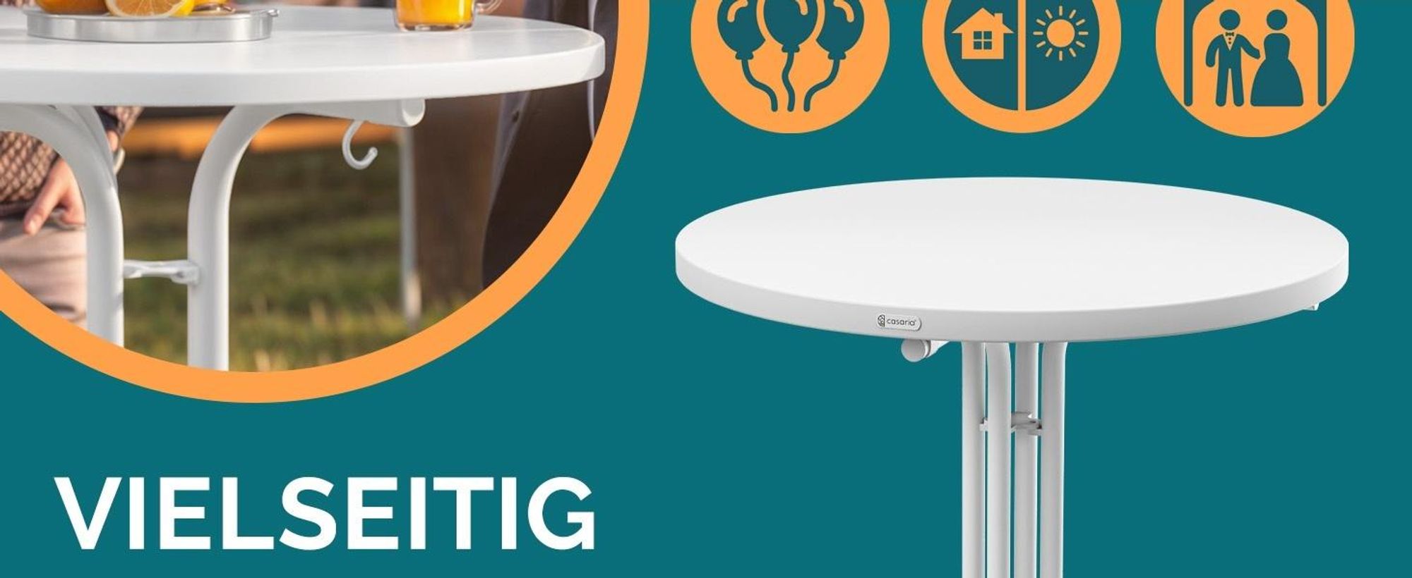 Klappbarer runder Stehtisch Ø 70/80 cm, Höhe 110 cm für Indoor & Outdoor