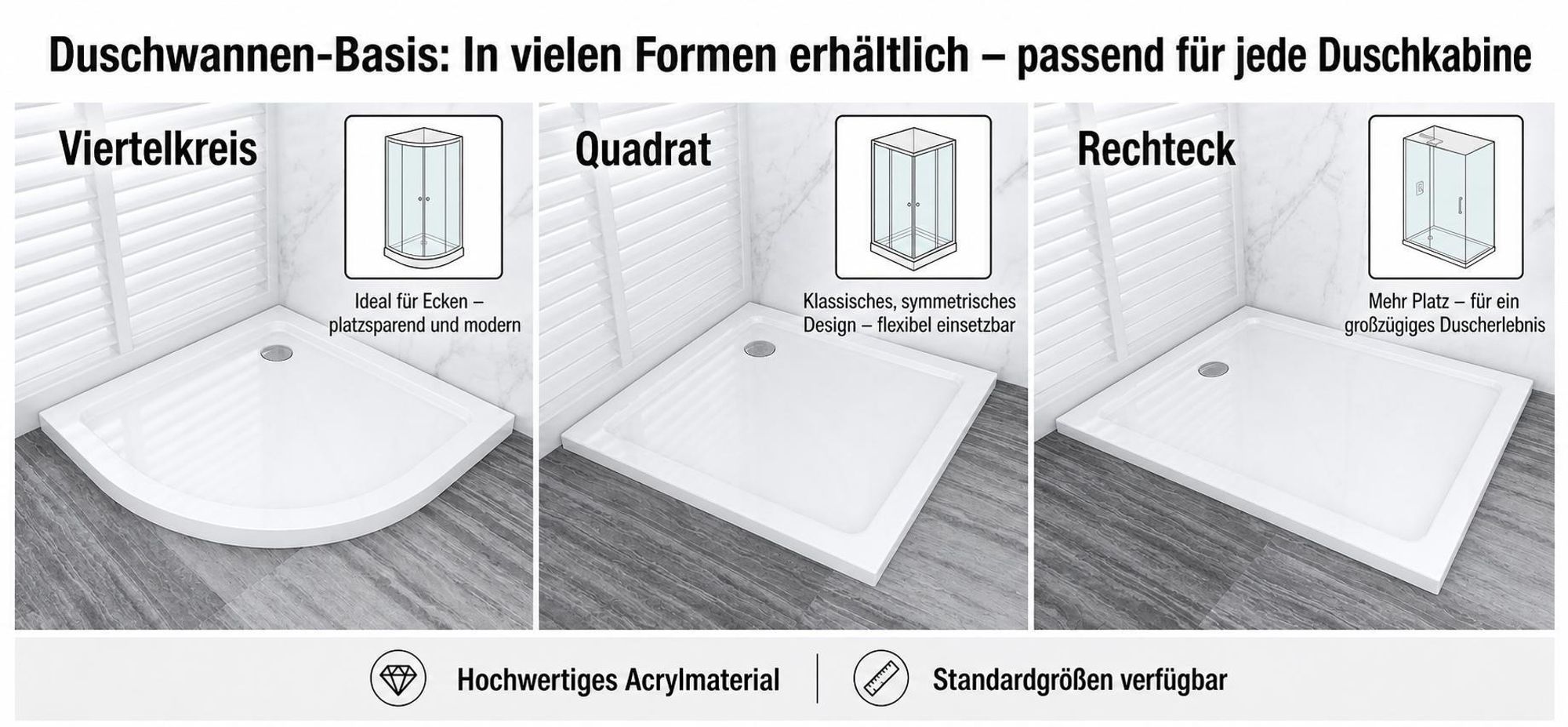 100x80x4 cm Duschwanne Acryl Duschtasse Dusche 40mm Superflache Rechteckig Weiß Mit Erhöhte Kante
