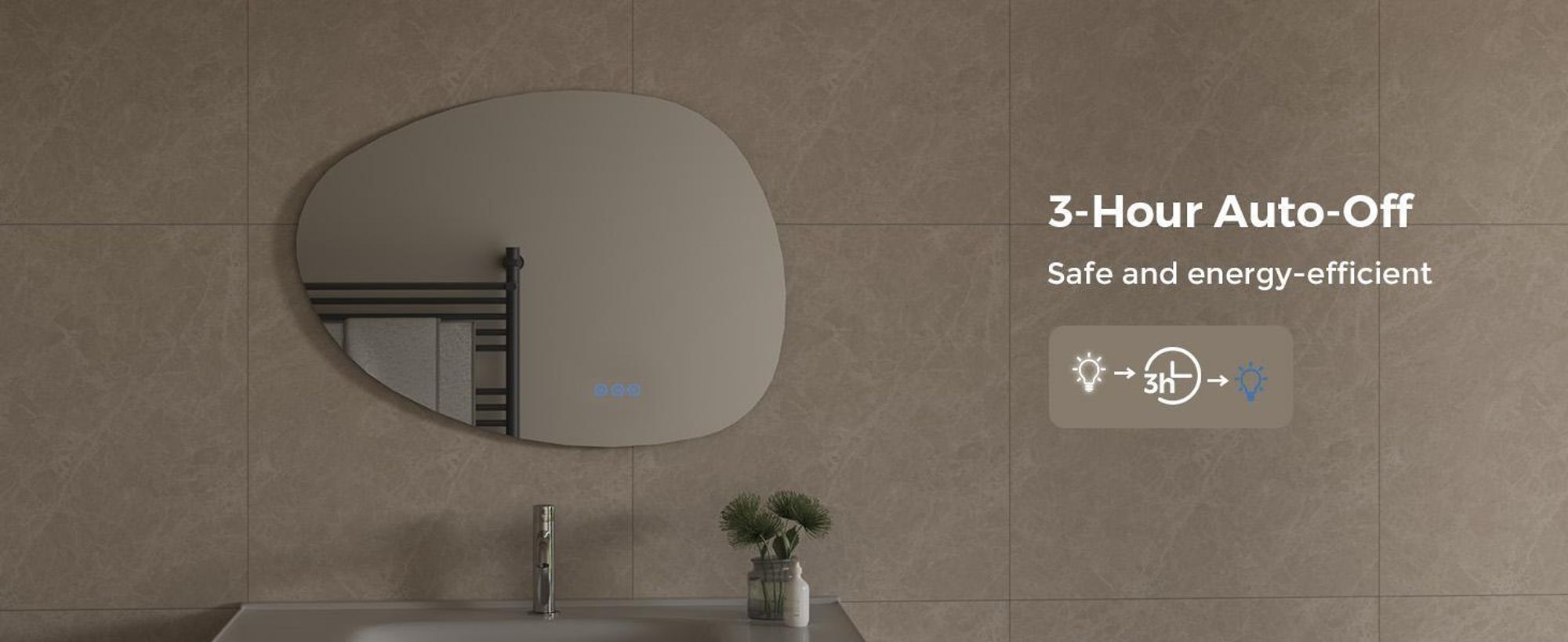 S'AFIELINA lustro łazienkowe z oświetleniem 50×85 cm Lustro ścienne LED z przełącznikiem dotykowym 3 kolory światła i możliwość ściemniania, funkcja przeciwmgielna i funkcja pamięci