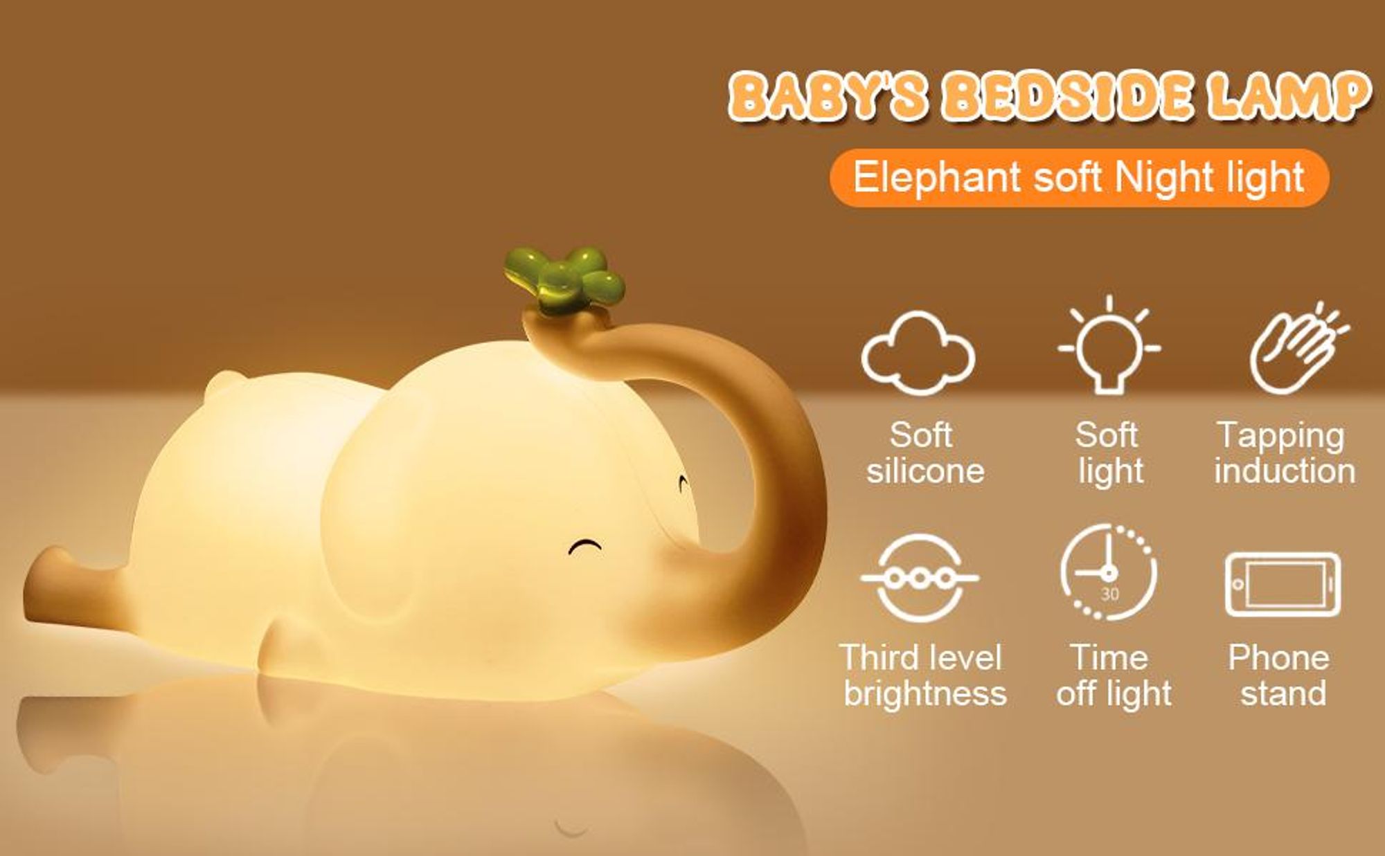 Nachtlicht Kinder,Elefant Nachtlicht Baby Stilllicht Dimmbar,Silikon Touch Nachttischlampe Kinder Mit Timer,USB Aufladbare,Baby Geschenk Junge Mädchen