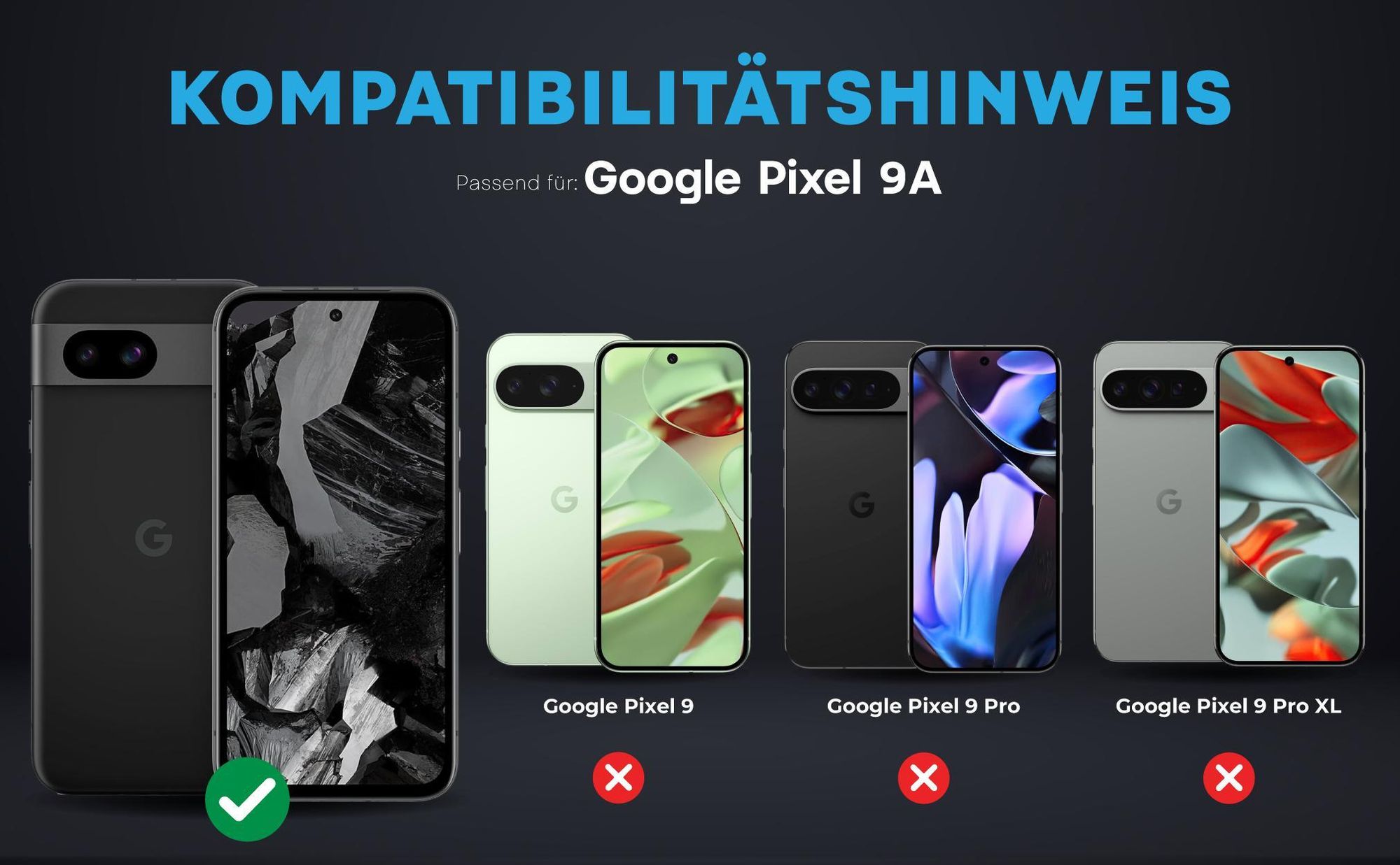 Kompatibilitätshinweise Kameraglas für Google Pixel 9a