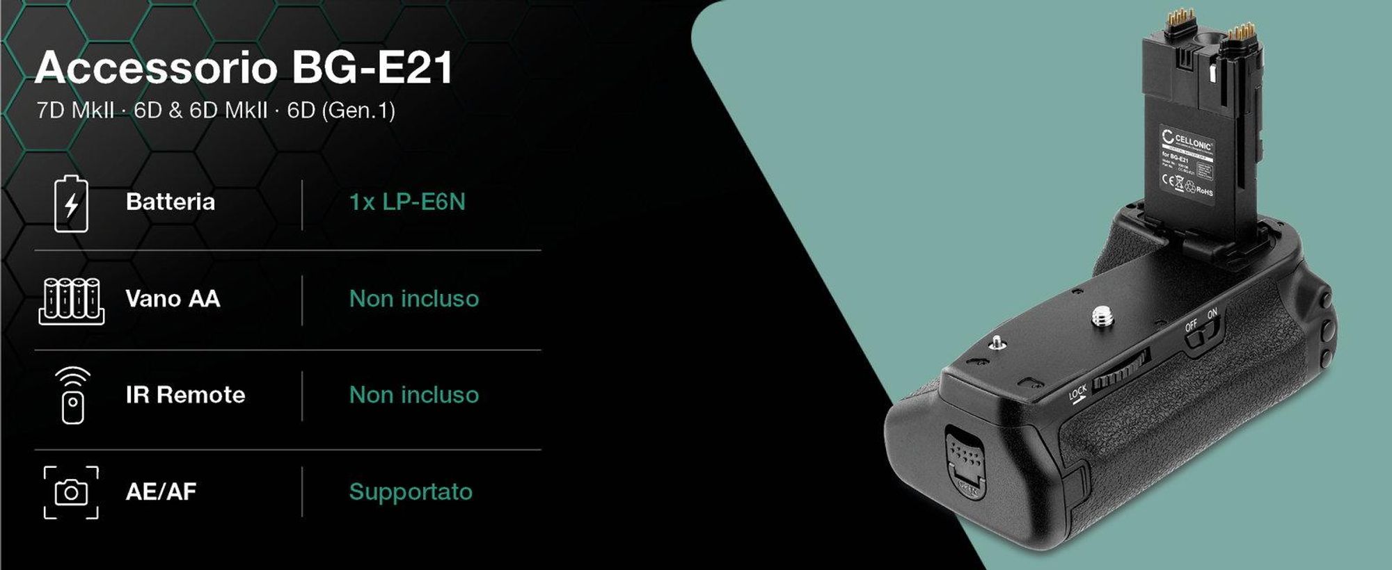 CELLONIC Impugnatura BG-E10 compatibile con Battery grip per fotocamera fotografia verticale multifunzione portabatterie LP-E10