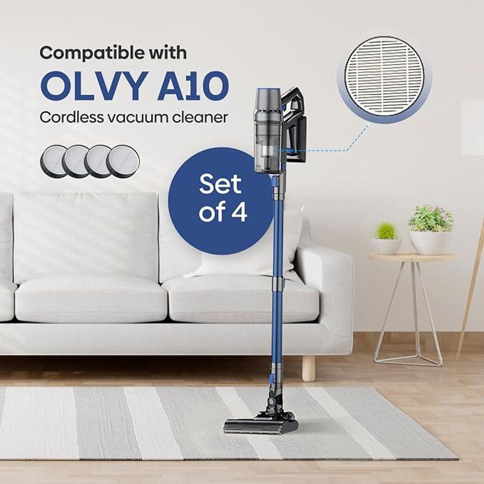 Olvy stofzuiger HEPA-filters (4 stuks) - Geschikt voor model A10