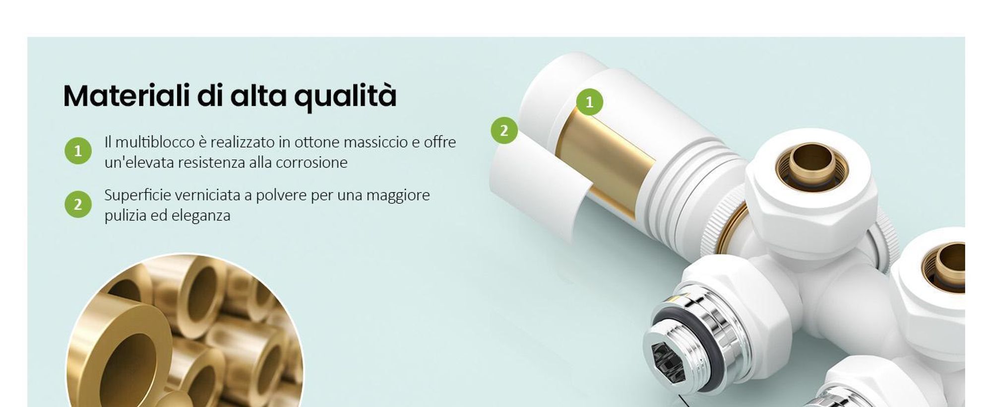 S'AFIELINA Set multiblock per raccordo radiatore, bianco (2 pz) Valvola di blocco rubinetto termostatico Accessori per il riscaldamento Forma angolare e rettilinea