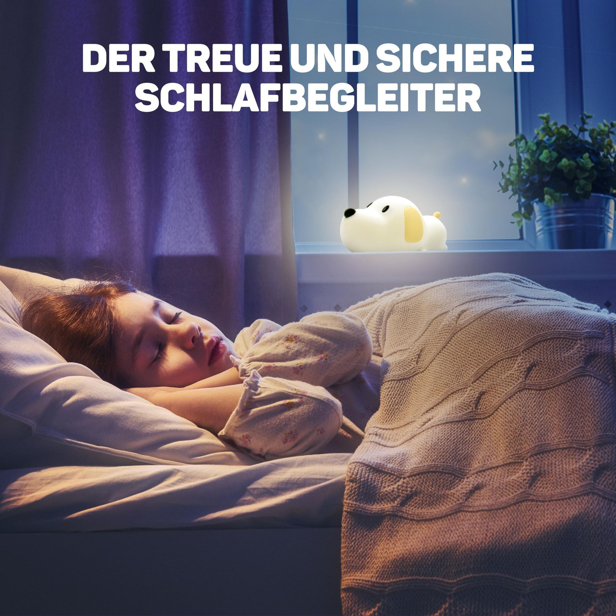 Nachtlicht für Kinder mit Touch-Bedienung und 8 Farben, Silikon-LED-Nachtlicht für das Kinderzimmer, USB-aufladbar, Dimmbar, Timer-Funktion, Welpe