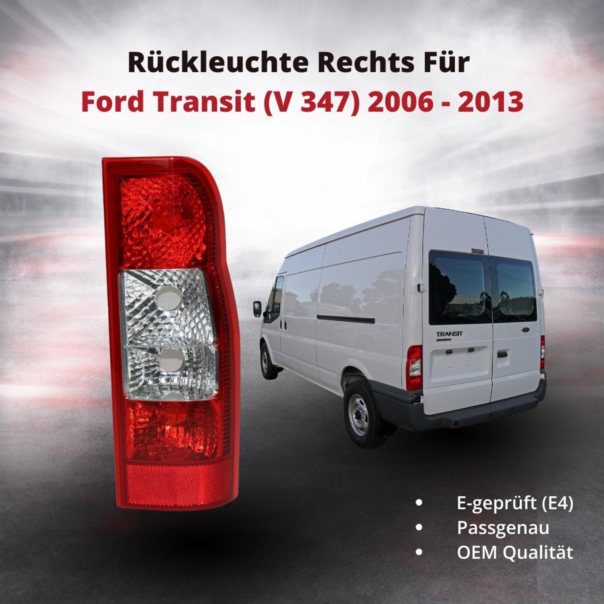 Rückleuchte Heckleuchte Rücklicht Rechts mit W-Socket für Ford Transit (V347) 2006–2013
