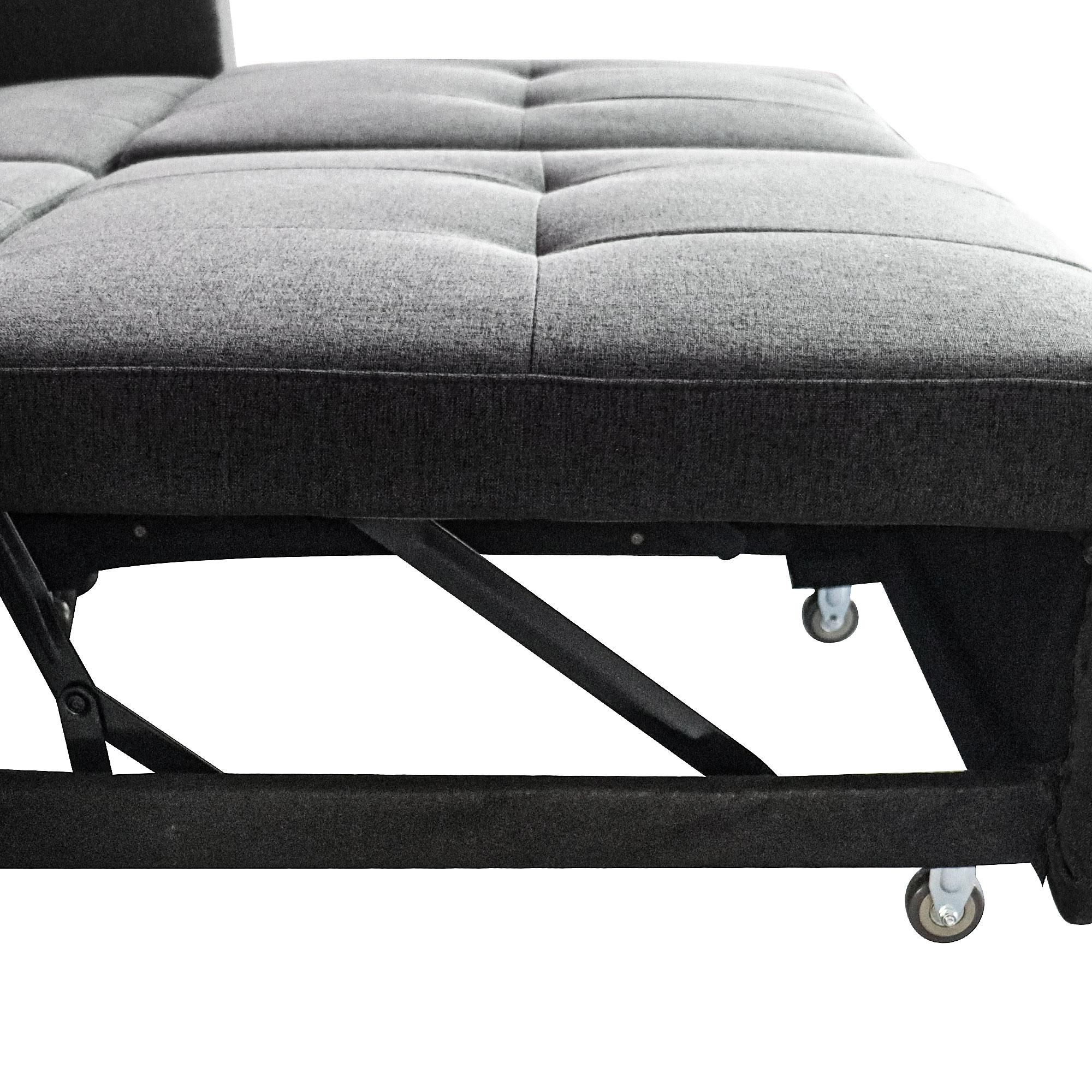 Merax 3-in-1 Schlafsofa – Zweisitzer Sofa mit Schlaffunktion & L-Form – Verstellbare Rückenlehne, USB-Anschluss, Stauraumtaschen – 142 x 85 cm, Grau