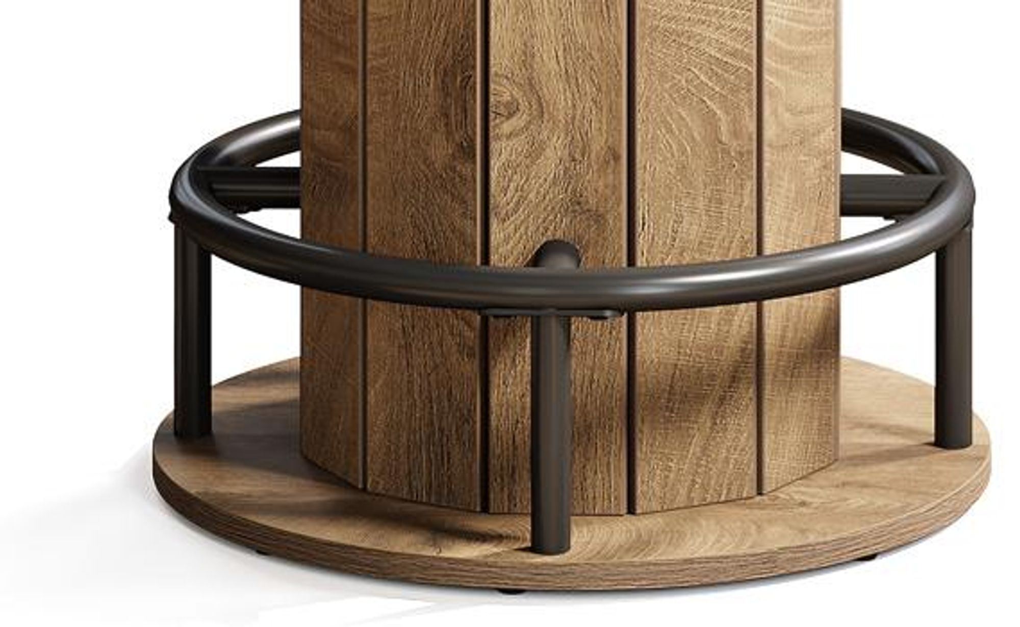 Tribesigns Runder Bartisch, 100 cm hoch, Holz, Bistrotisch mit Metallring-Fußstütze für Esszimmer, Kaffee, Cocktail, Wohnzimmer, Hellbraun