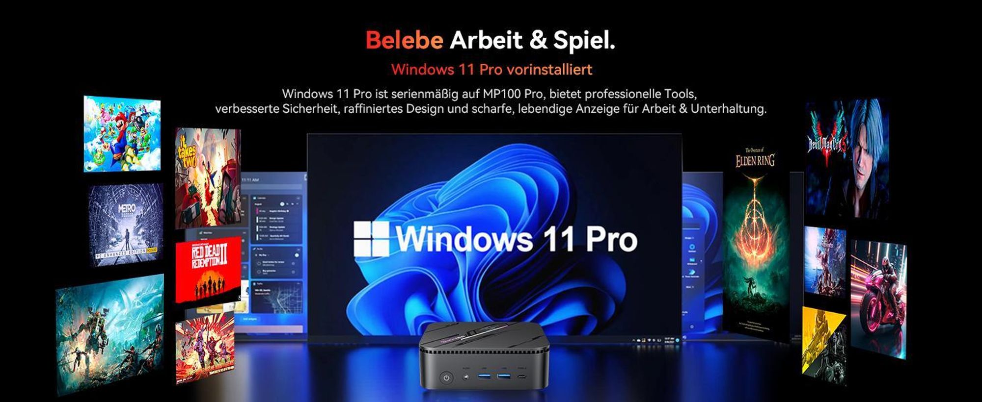 Blackview MP100 Pro Mini PC, Intel i3-1215U bis zu 4,4 GHz, 16GB DDR5 512GB PCIe 4.0 SSD, 4K@144Hz/WiFi 6/DP/HDMI/Windows 11 Pro