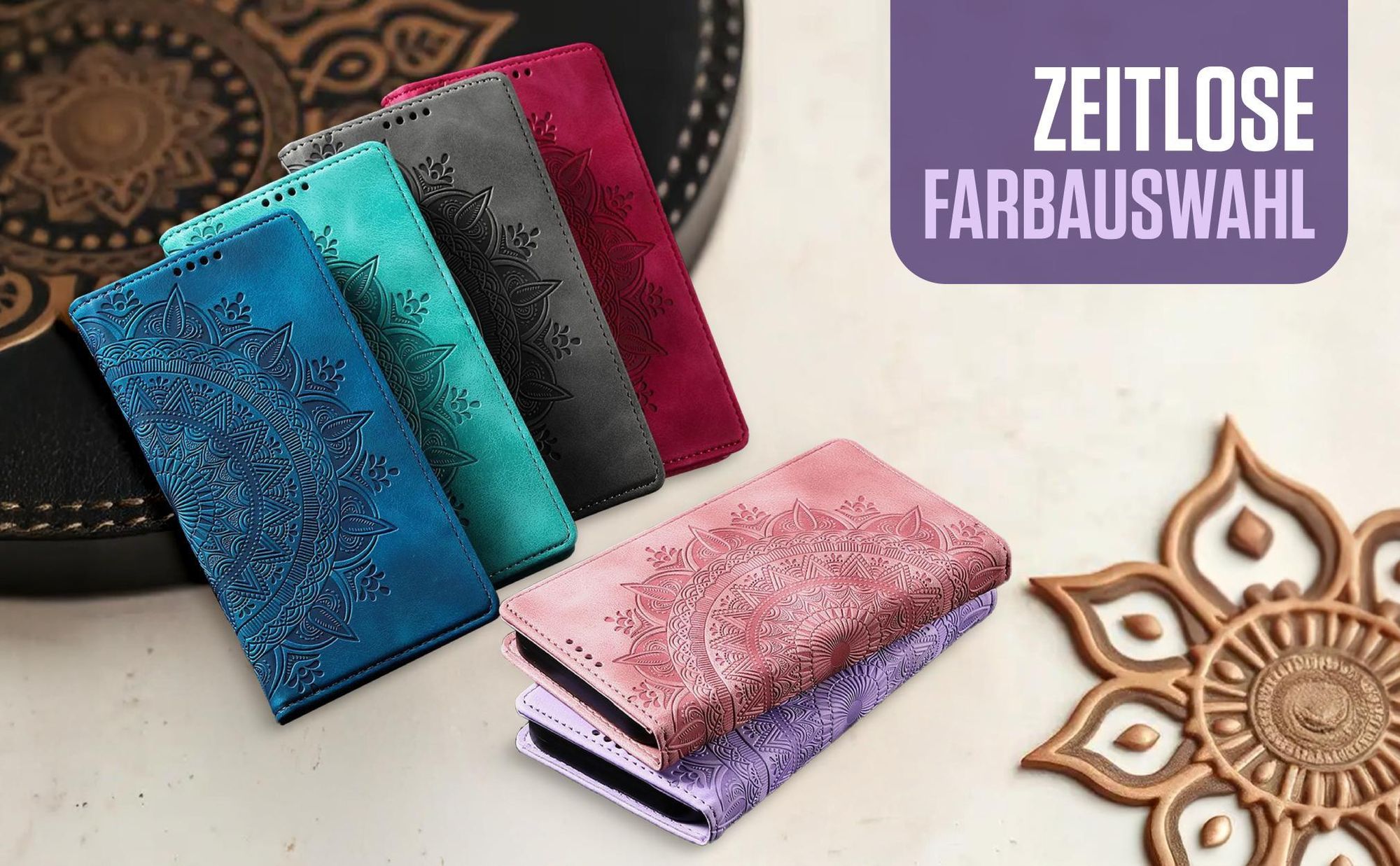Handytaschen in Schwarz, Blau, Magenta, Türkis, Violett und Rosa für Samsung Galaxy A27 5G