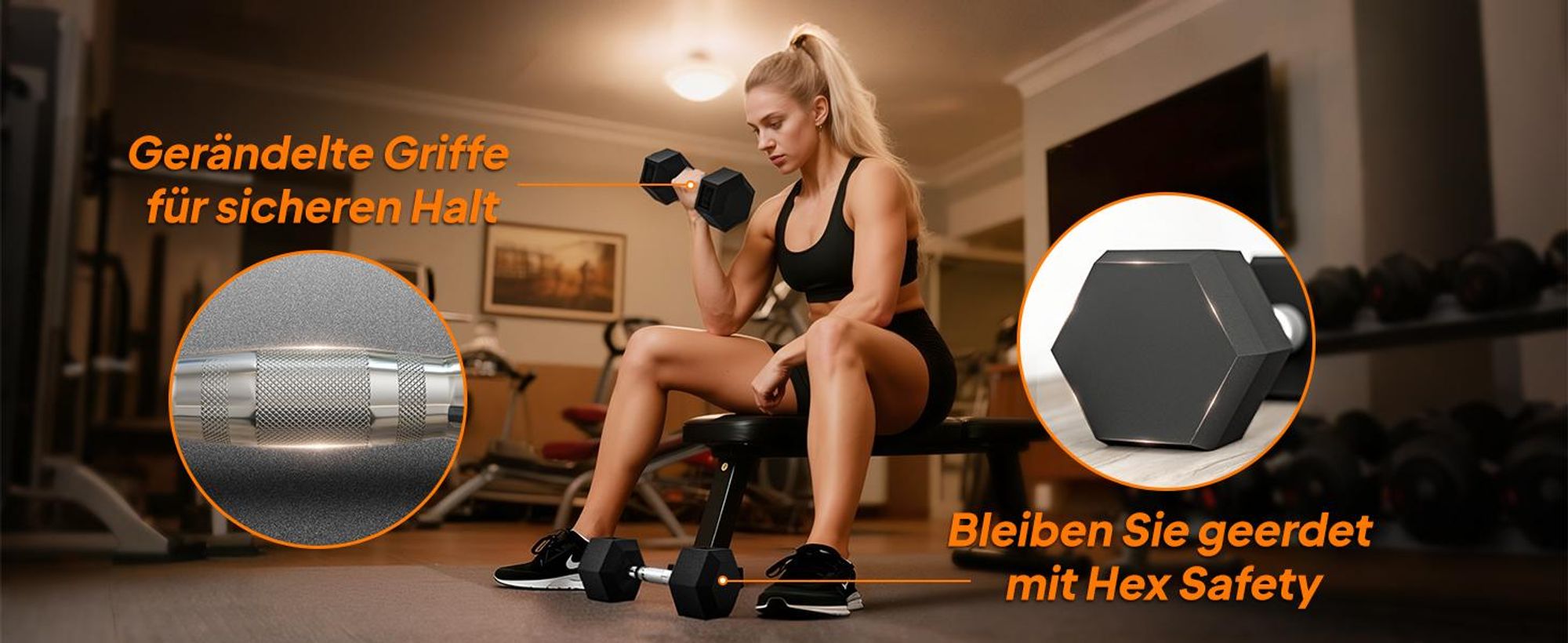HOMCOM Hexagon Kurzhanteln Gusseisen Hanteln Griff gerändelt  2 x 8 KG
