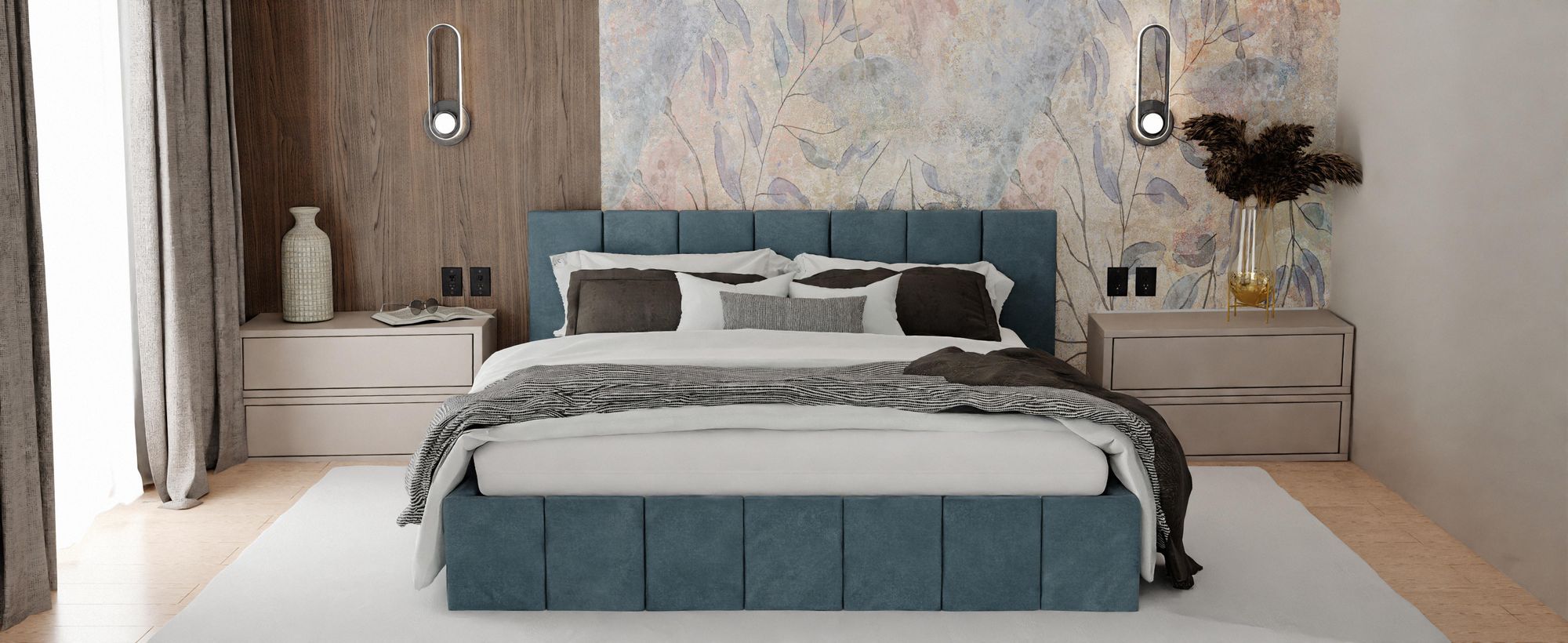 Muralo PREMIUM POLSTERBETT für Schlafzimmer Polsterbett mit Bettkasten und Gasdruckfeder Bett mit Polsterkopfteil Doppelbett 140x200 Bett mit Stauraum Creme