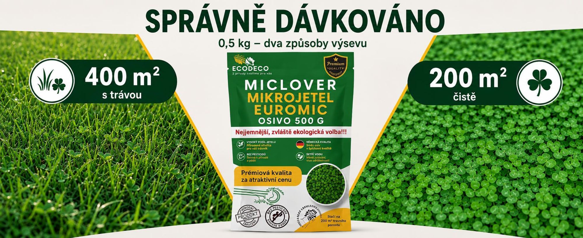 EcoDeco mikrokonóice Euromic MicLover 0,5 kg, kvalifikovaná osiva C/1 pro hustý trávník