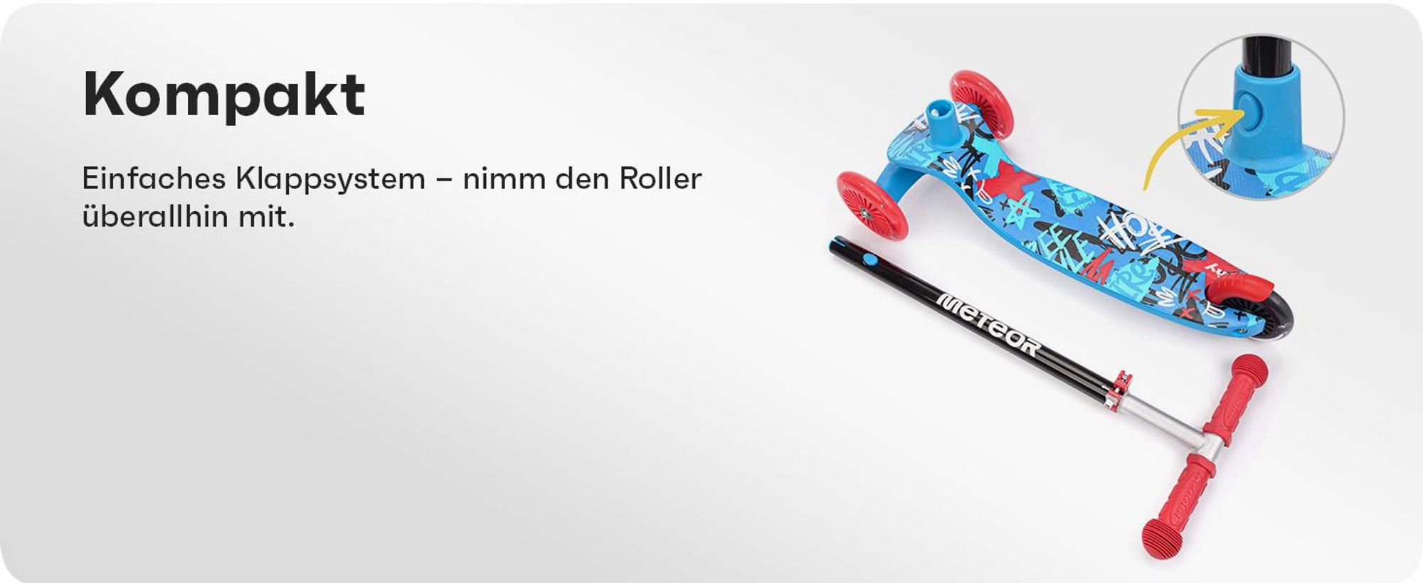 Dreirad-Kinderroller Meteor Funny – Bunte Leucht-LED-Räder, verstellbare Höhe, bis 50 kg, Rosa