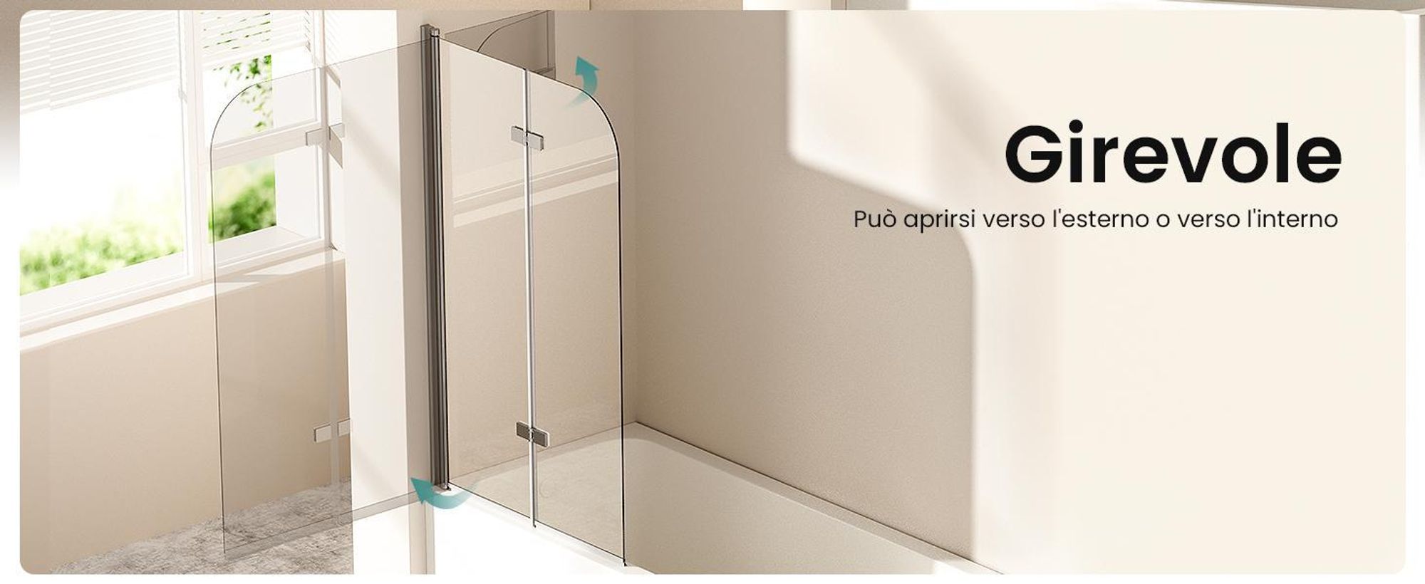 Schermo pieghevole per box doccia EMKE 110 x 140 cm vetro di sicurezza ESG nano-rivestito schermo doccia a doppia porta pieghevole in vetro per vasche da bagno