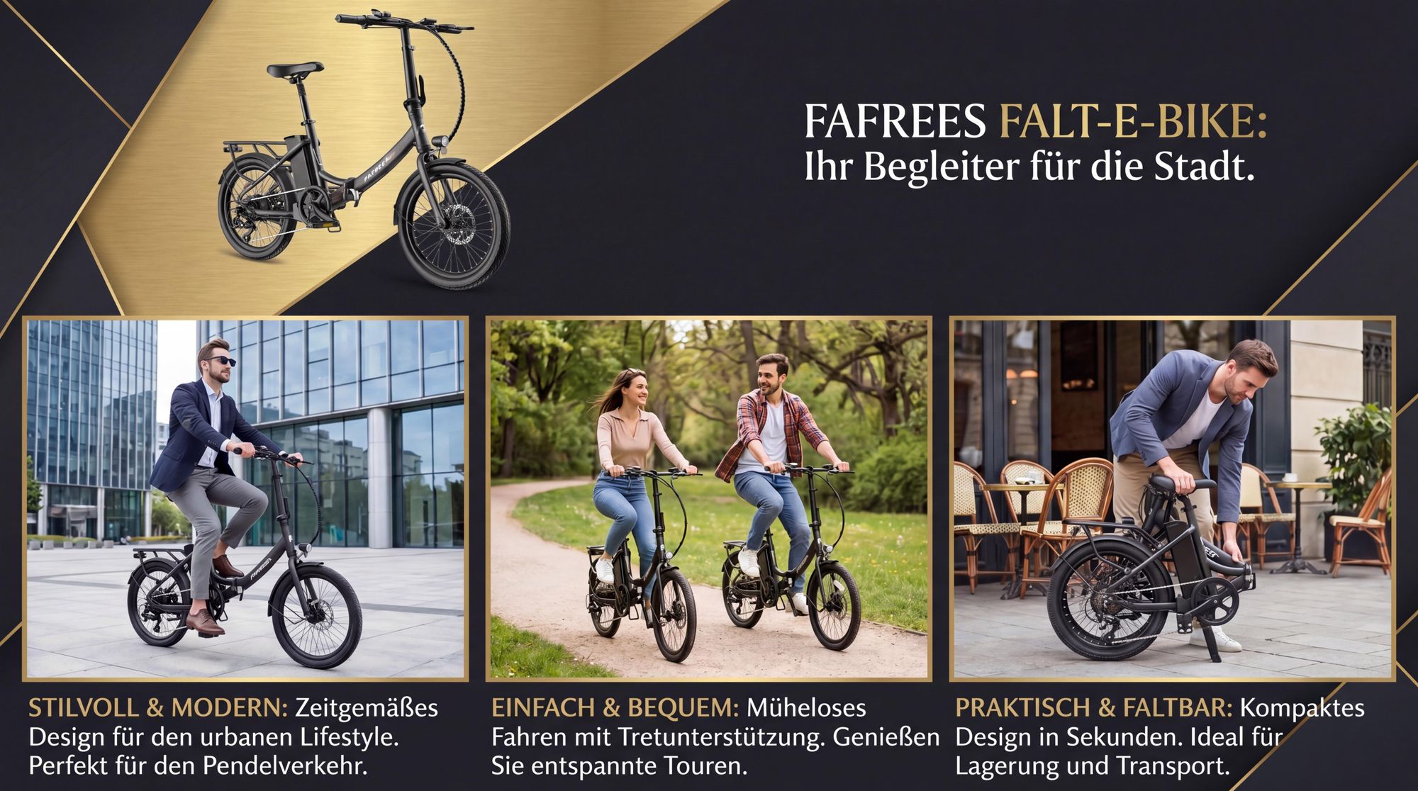 E-Bike 20" 155 - 195 cm 36 V bis zu 110 - 130 km Wasserdicht IPX4 Pedelec Klapprad mit 7 Gang