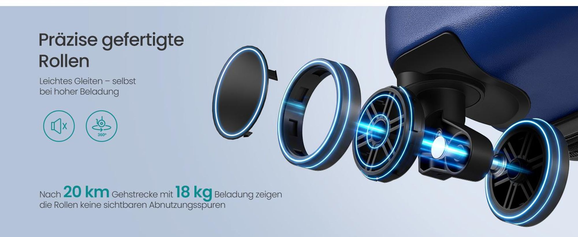 SONGMICS Koffer, Hartschalenkoffer mit TSA-Schloss und Koffergurt, erweiterbar, XL, 75 cm, für Urlaub, 4 Rollen, blau
