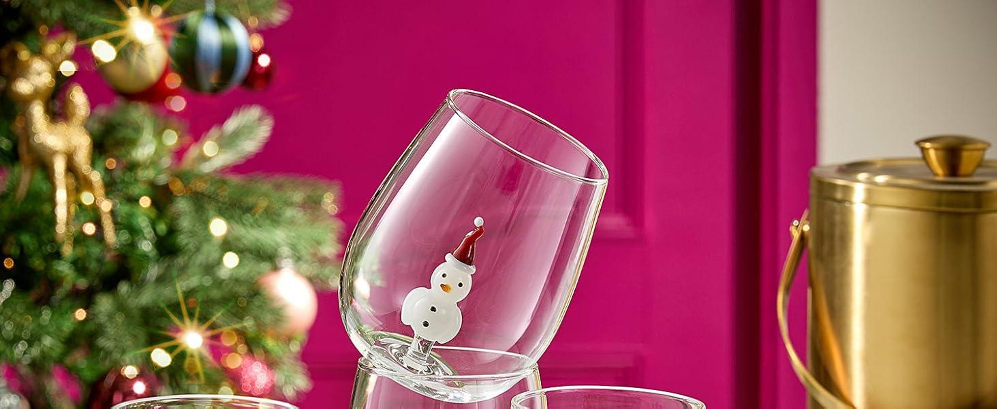 Trinkglas 450ml Glas Reh MERRY & JOY | Becher mit Weihnachtsmotiv | Weihnachtsgläser für Wasser, Sprudel & – Bild 1