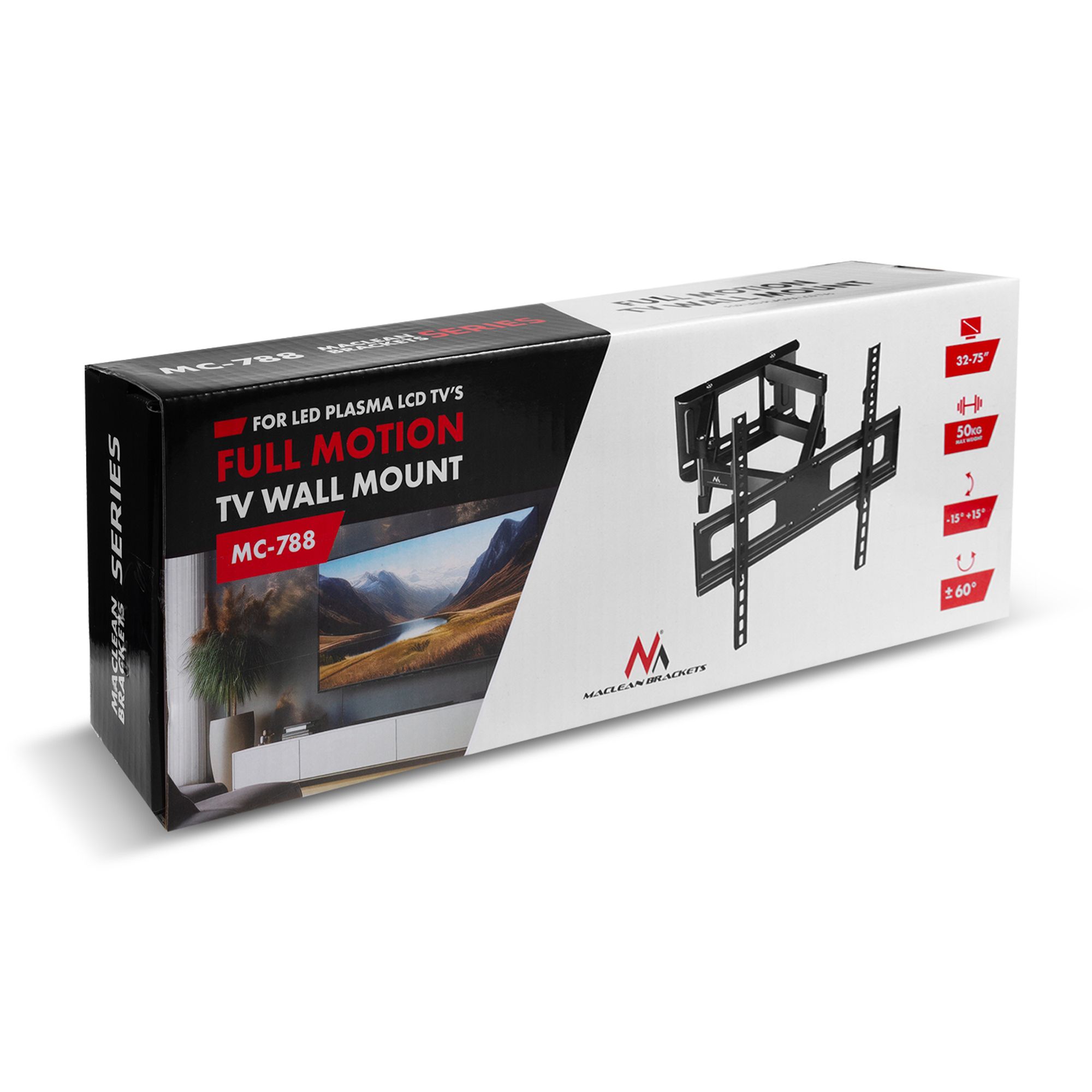 TV Wandhalterung 32-85'' 60kg einstellbar max VESA 600x400 schwarz MC-789 Maclean