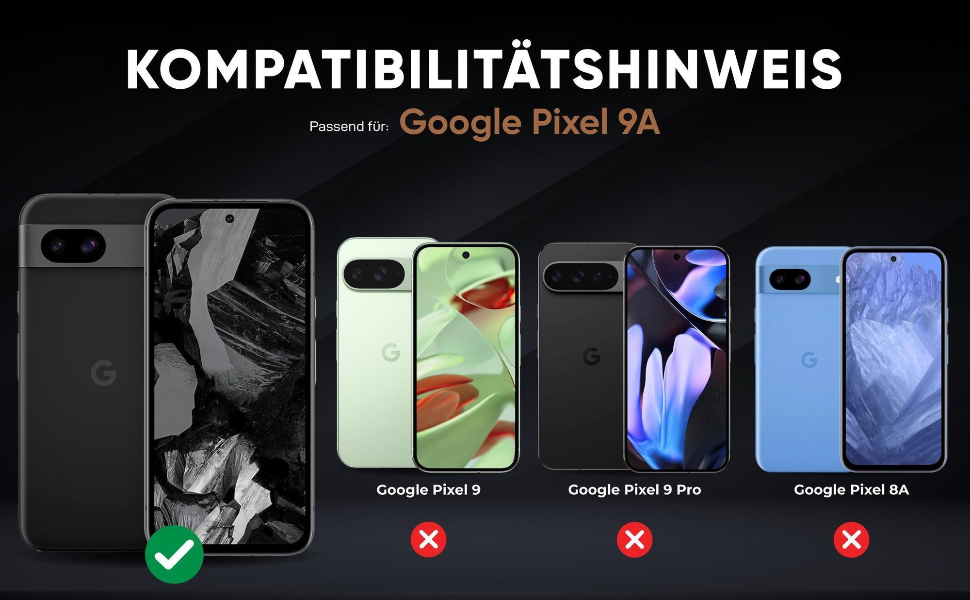 Kompatibilitätshinweise Hülle für Google Pixel 9a