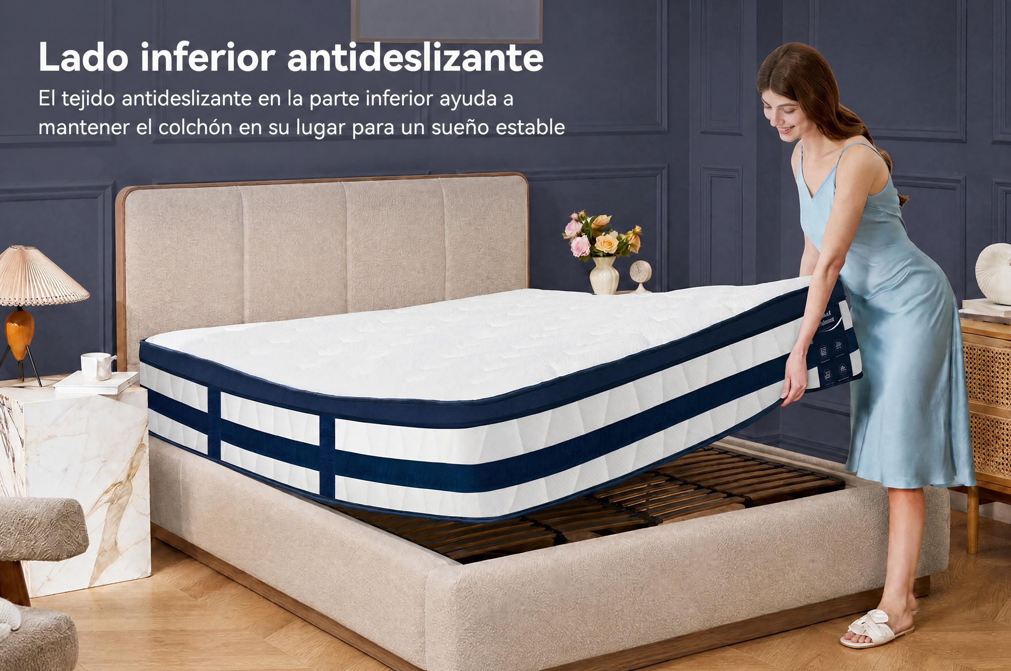 Colchón de 180x200 cm, 26 cm de grosor, con capa superior integrada, colchón de muelles ensacados de 7 zonas, firmeza H3/H4