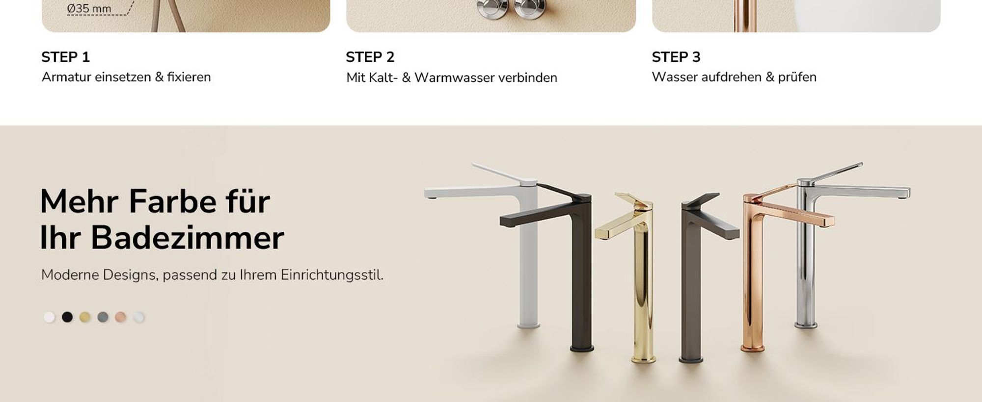 EMKE Wasserhahn Bad Roségold 335x233x46mm, Messing, Keramikkartusche, Badarmatur, Mischbatterie Waschbecken-Armatur, Waschtischarmatur