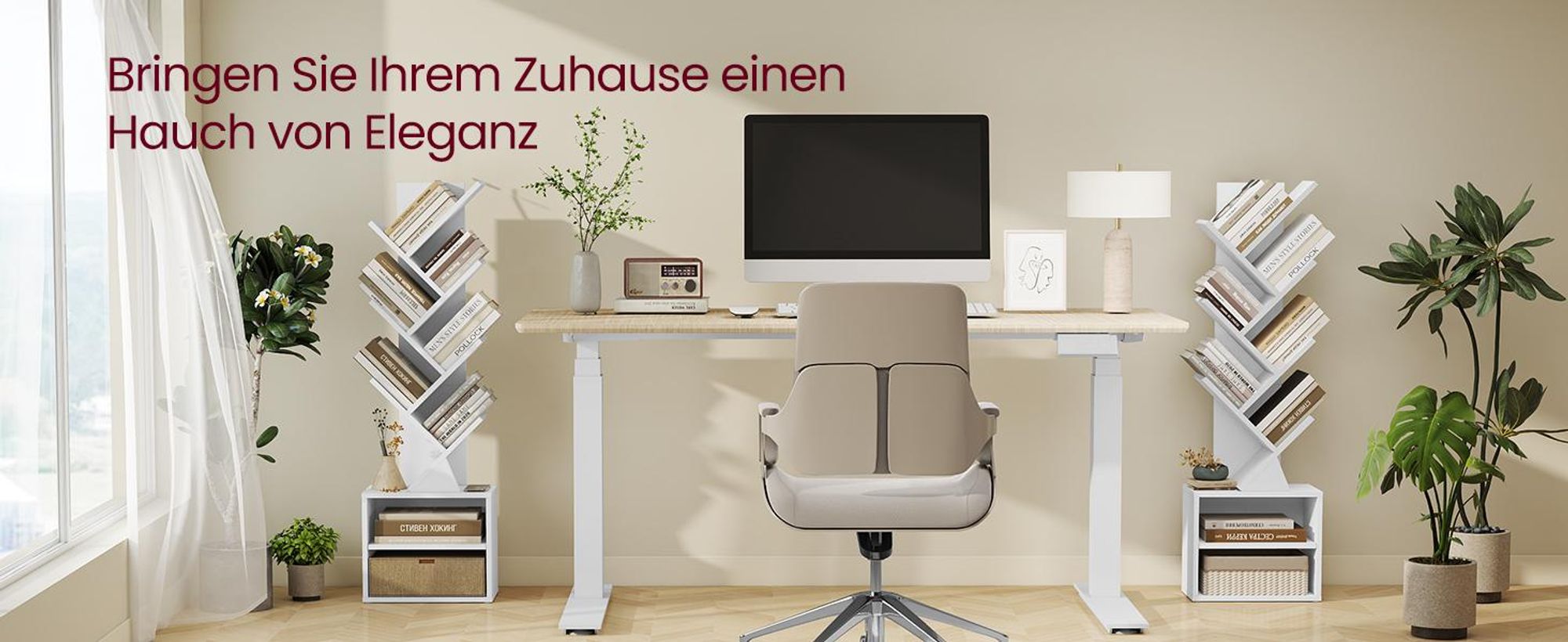 VASAGLE Bücherregal Baumform, Standregal, Eckregal platzsparend, Aufbewahrungsregal, Schlafzimmer, Wohnzimmer, Homeoffice, 2 Fächer