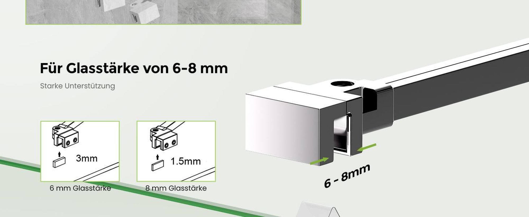 S'AFIELINA Duschkabine Stabilisator Aluminiumlegierung Stabilisierungsstange für Duschwand Glasdicke 5-6mm, Wandhalterung Einstelllänge 500mm ,2 Stück