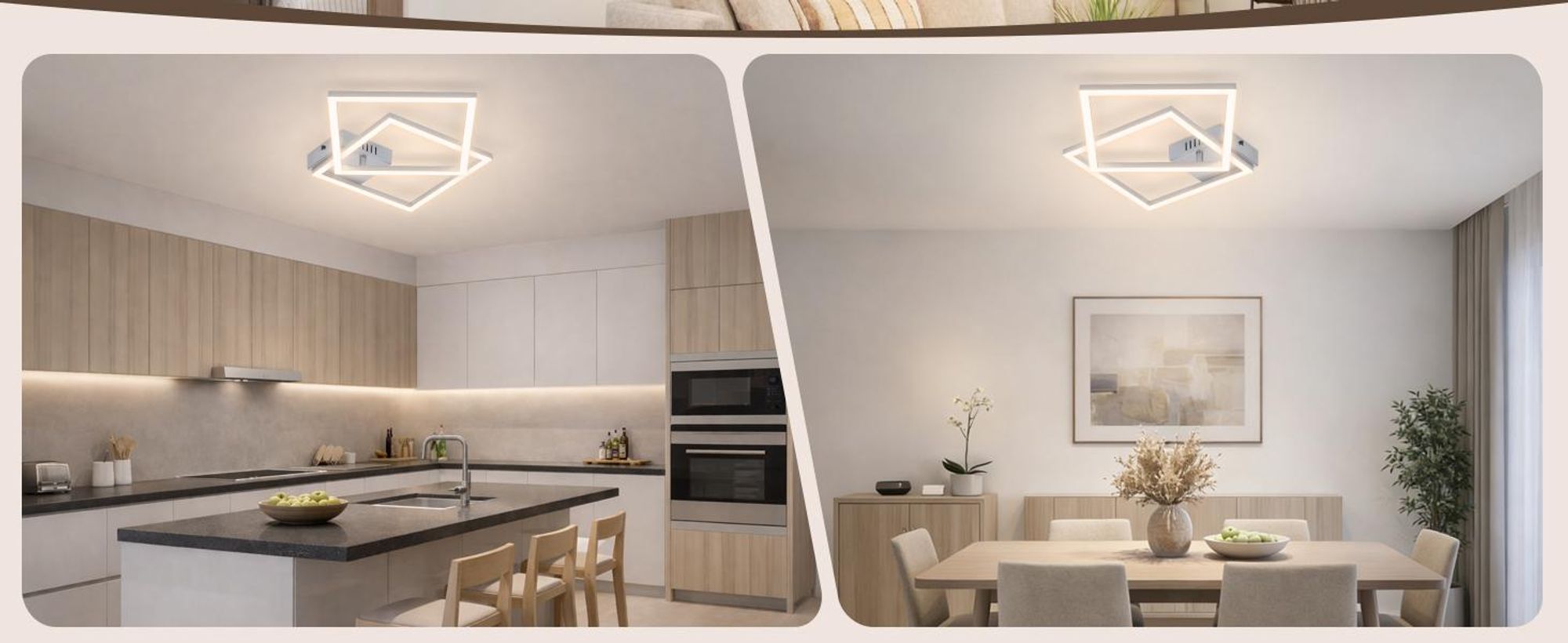 ZMH Deckenleuchten LED Deckenlampe Schlafzimmer 24W Silber Schlafzimmerlampe 4000K Neutralweiß Flurlampe Wohnzimmerlampe Eckig Deckenleuchte für Küche