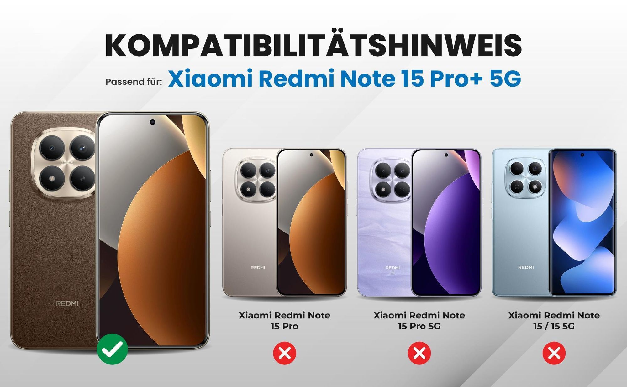 Kompatibilitätshinweise Hülle für Xiaomi Redmi Note 15 Pro+ 5G