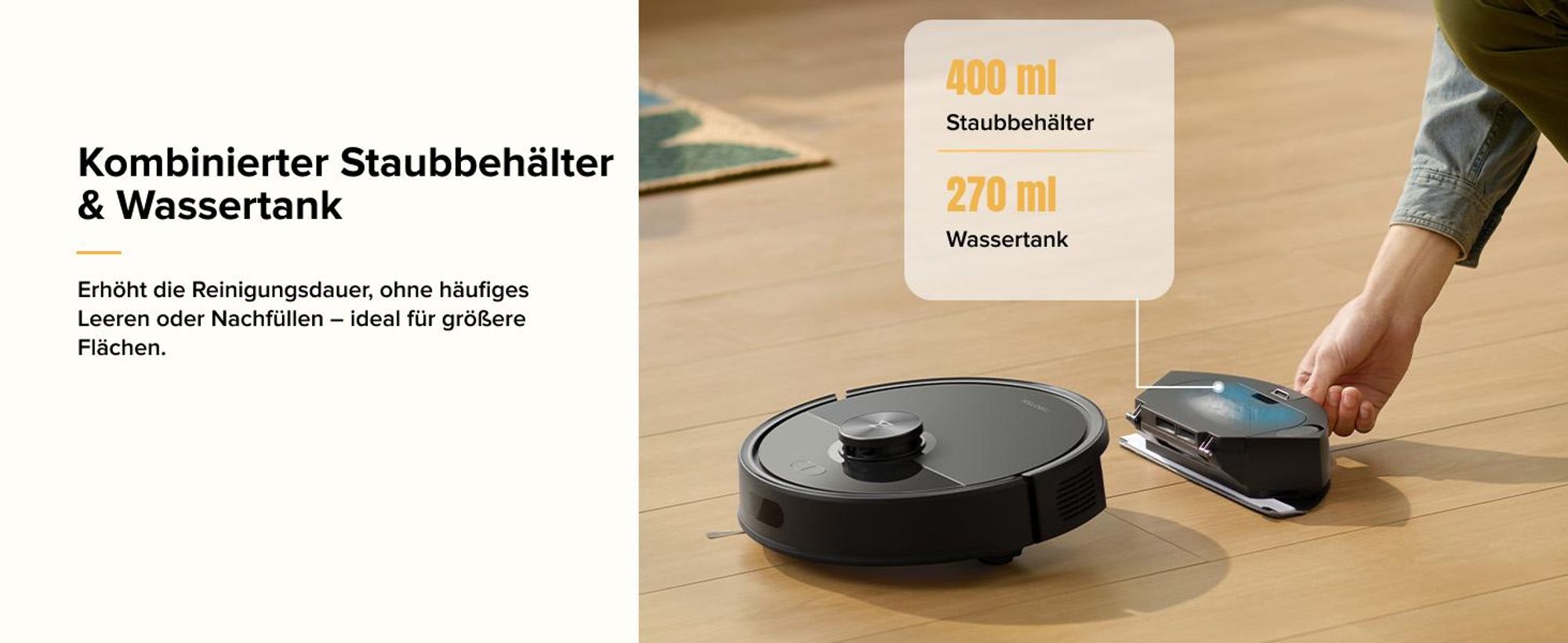 Roborock Q7 M5 Saugroboter mit Wischfunktion, 10.000Pa(Upgrade von Q5 PRO), Dual Anti-Tangle-System,Staubsauger Roboter für Teppich,Tierhaare(Schwarz)