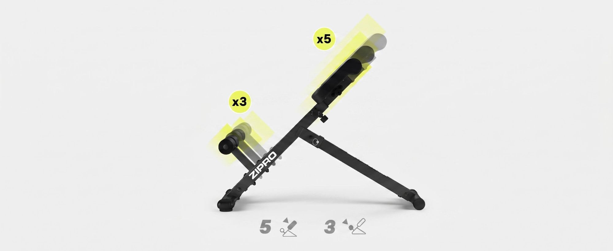 ZIPRO Core Direct - Banc d'entraînement pour le dos pliable - Banc romain pour hyperextension, appareil d'entraînement pour les abdominaux et le dos, banc de fitness, appareil d'entraînement à domicile, Homegym Core, 220 kg