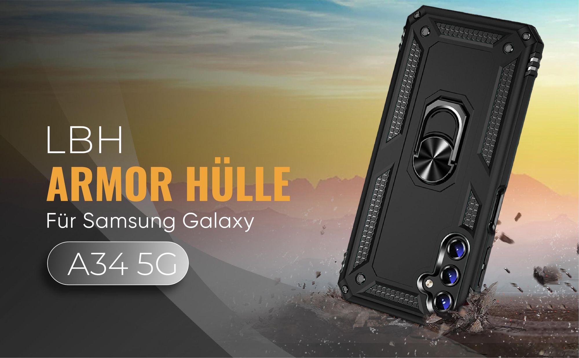 Schwarze Outdoorhülle für Samsung Galaxy A34 5G
