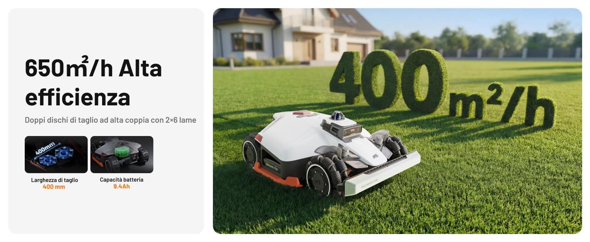 Mammotion LUBA 3 AWD 1500 robot rasaerba senza filo perimetrale fino a 1500m² LiDAR a 360°+doppia telecamera con visione AI pendenza 80% Modulo 4G app