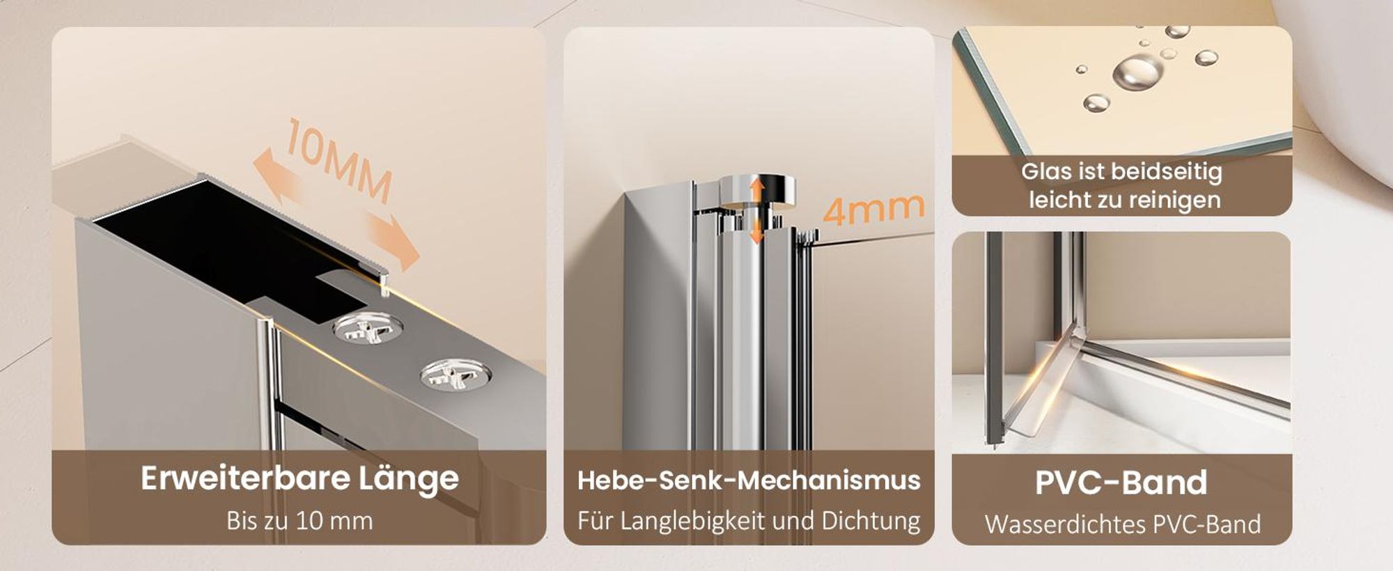 EMKE Duschkabine 90x90cm Eckeinstieg mit 2 Pendeltür Drehtür Duschabtrennung Nano Beschichtung ESG Sicherheitsglas Hebe-Senk-Funktion Höhe: 185cm