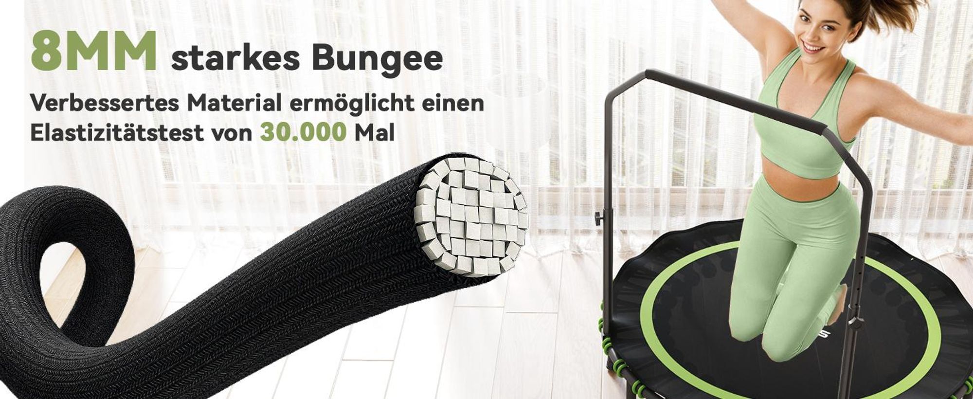 SPORTNOW Fitness Trampolin klappbar Ø122cm Mini Trampoline mit 5 Handgriffstufen