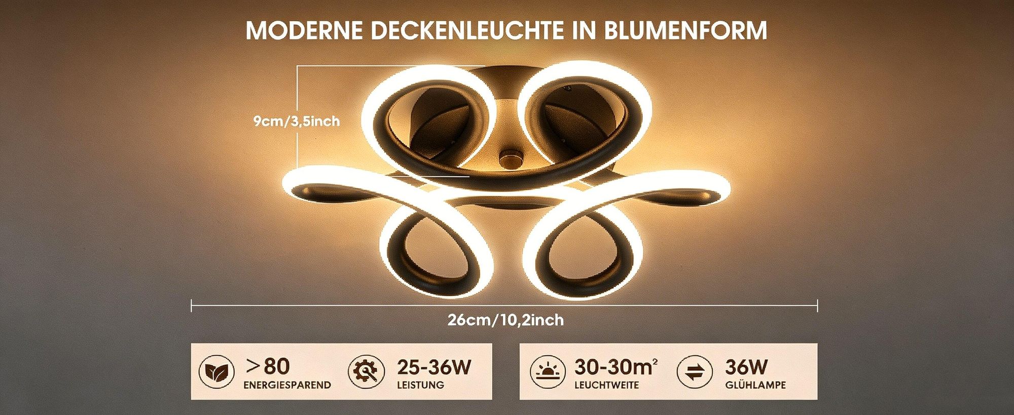 36W Modern LED Deckenlampe Deckenleuchte für Schlafzimmer Küche Flur